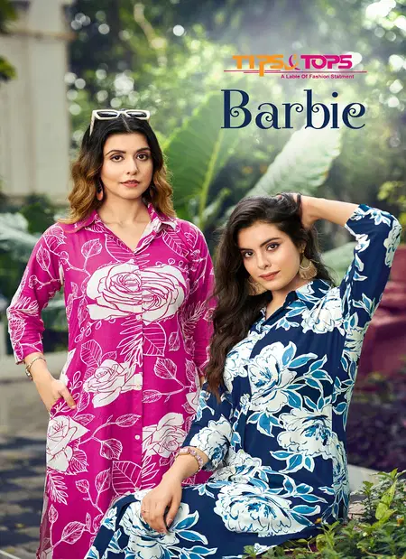 Barbie By Tips And Tops Rayon Printed Surat Cord Set Wholesale Market
